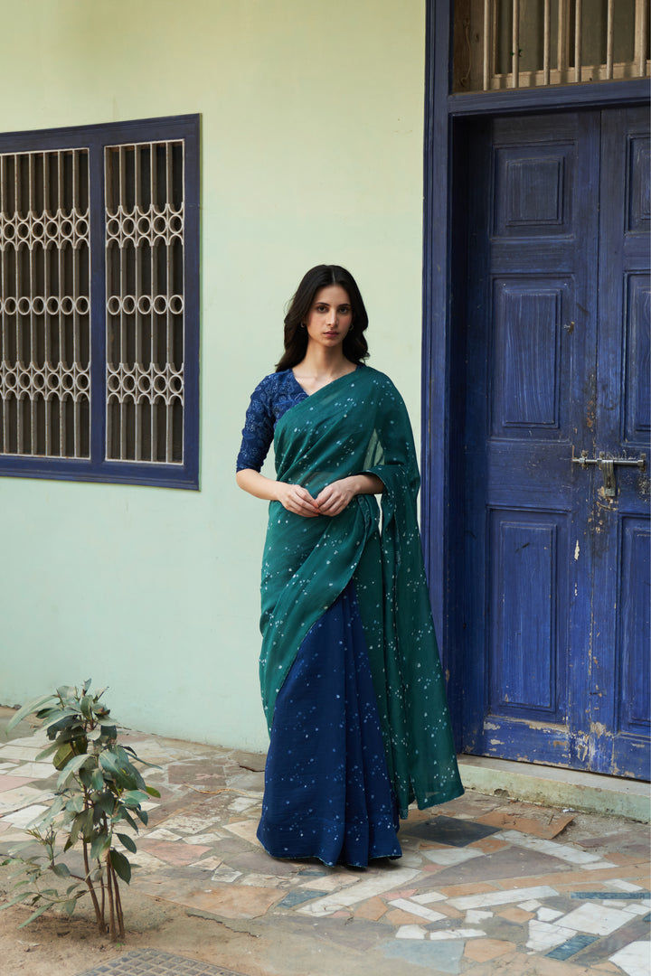 emerald printed saree