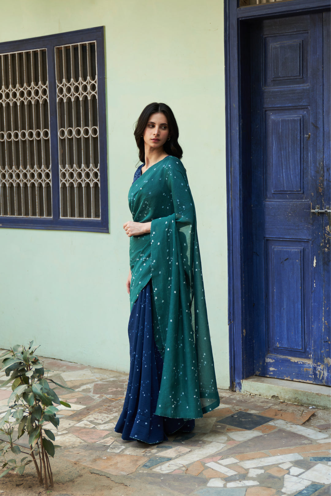 emerald printed saree