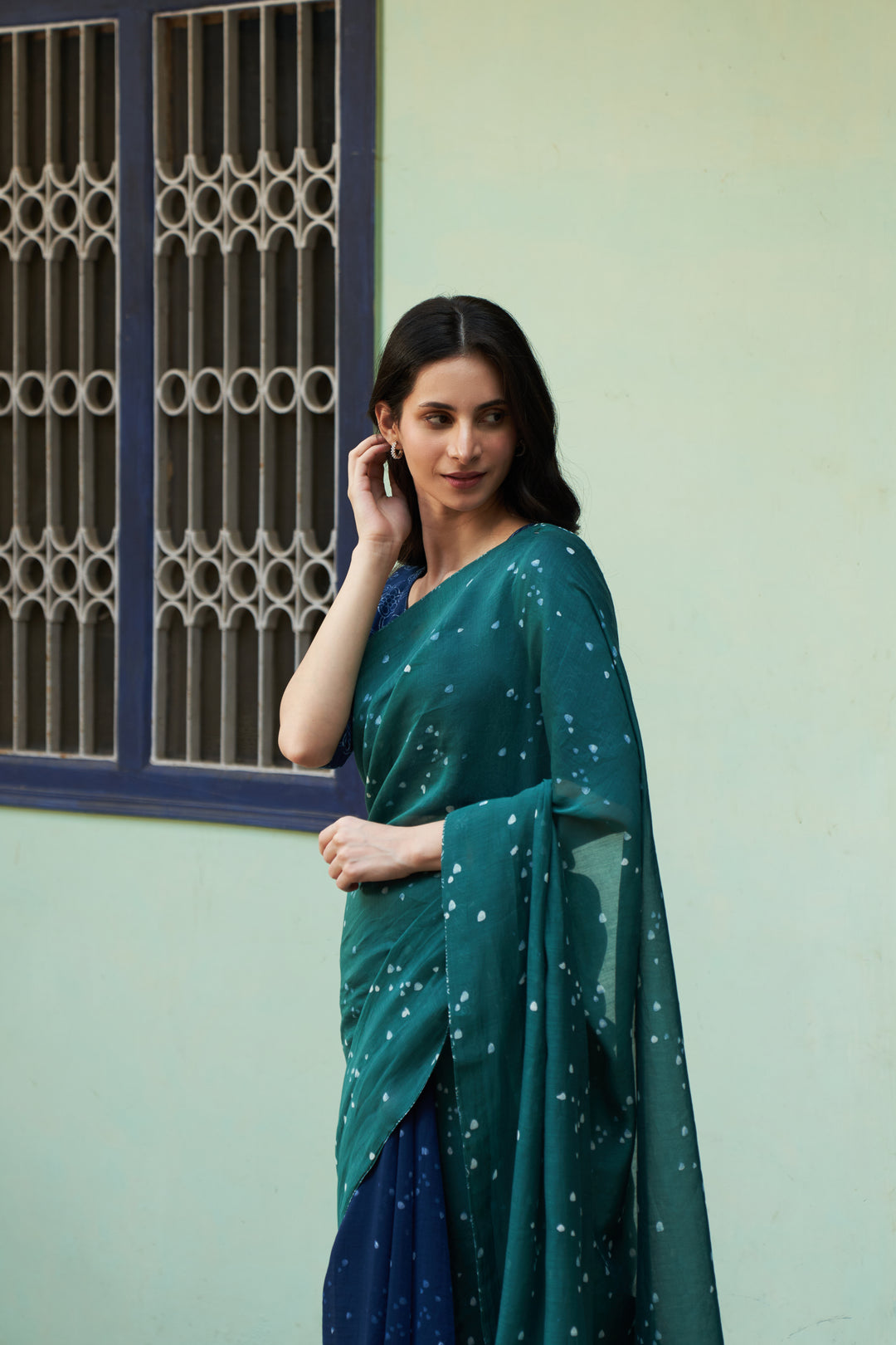 emerald printed saree