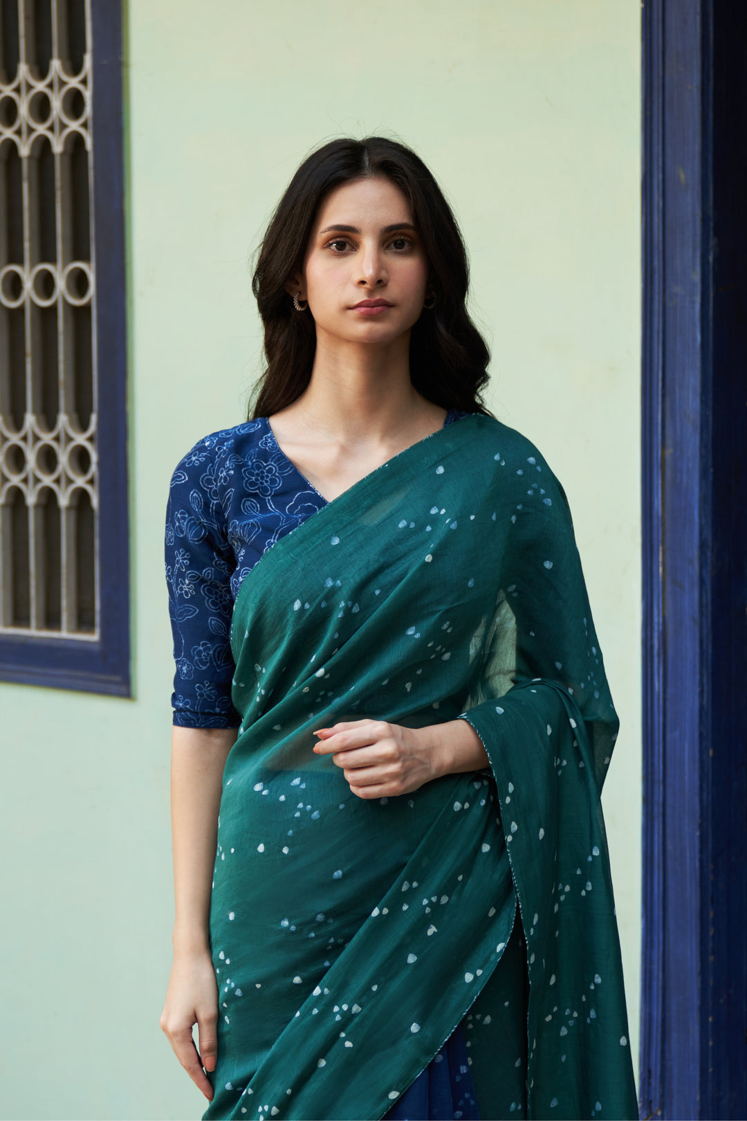 emerald printed saree