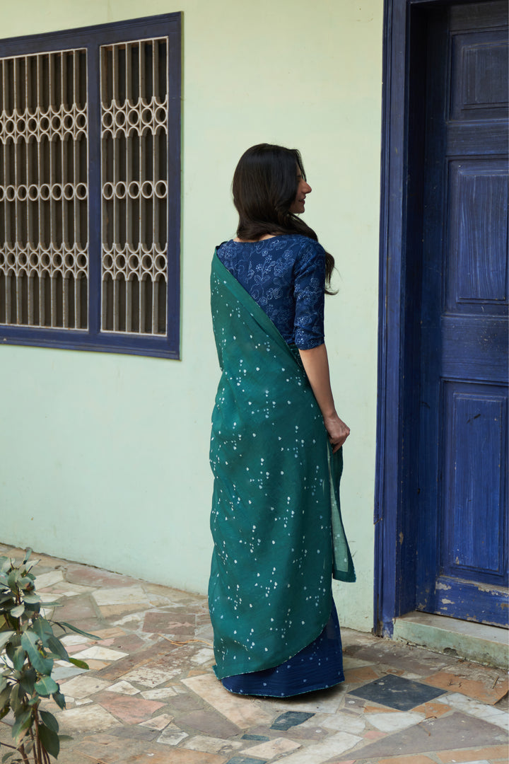 emerald printed saree