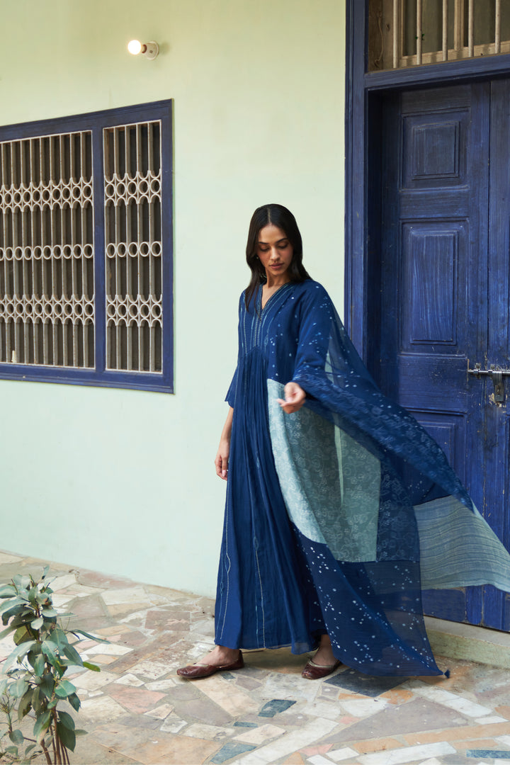 indigo anarkali set