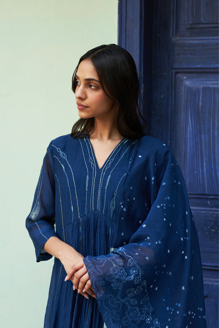 indigo anarkali set