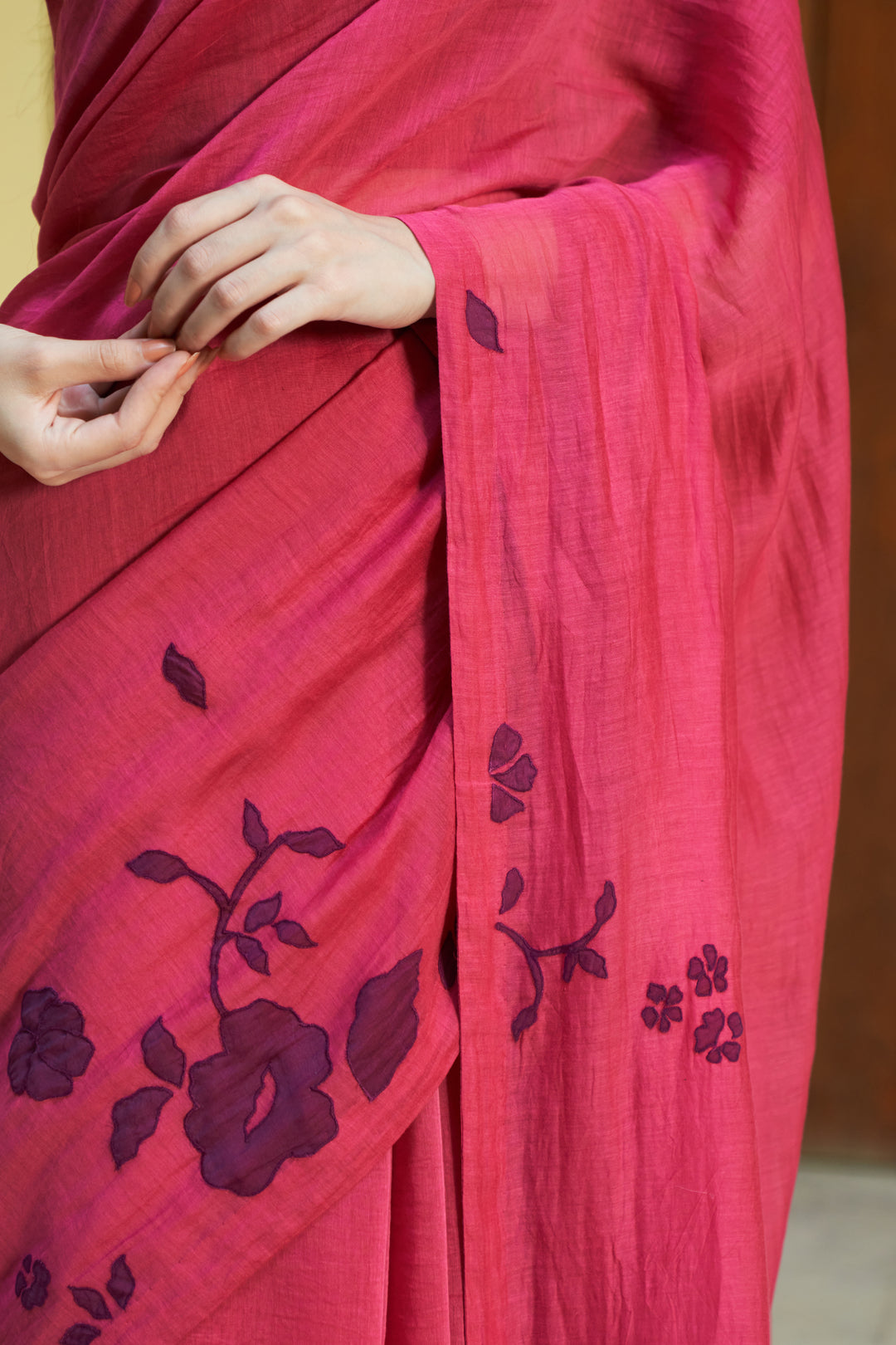 rouge floral saree