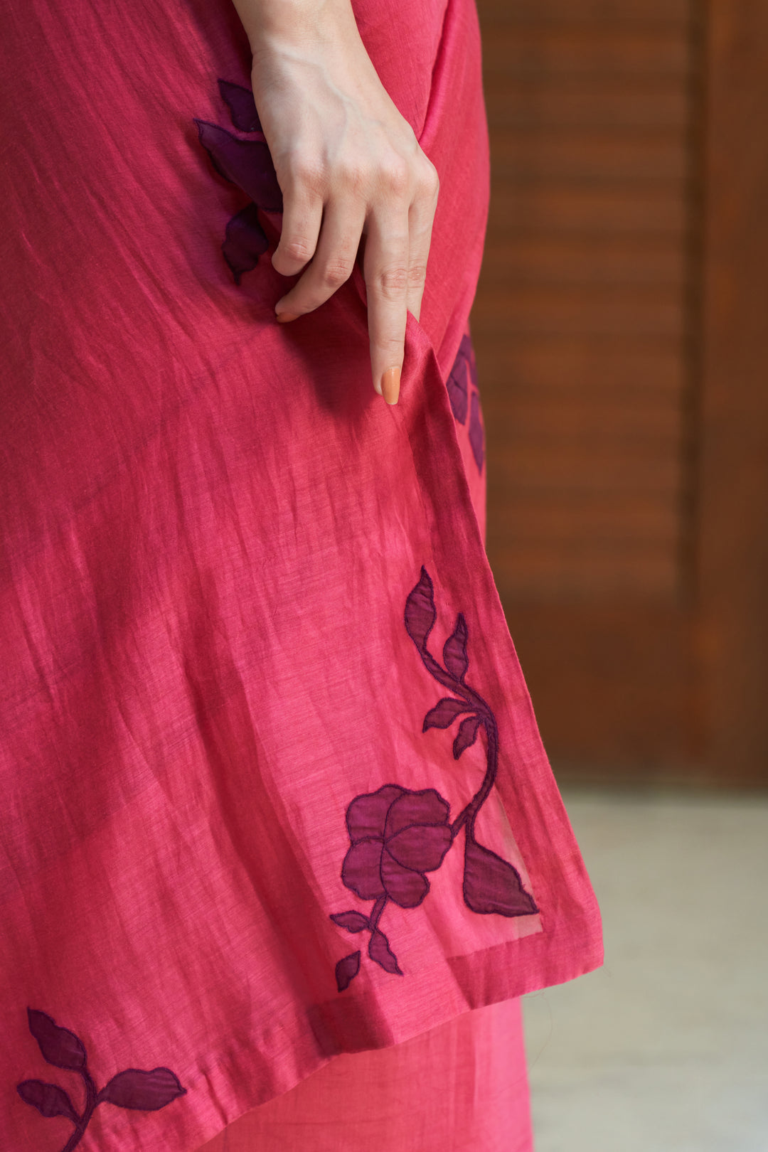 rouge floral saree