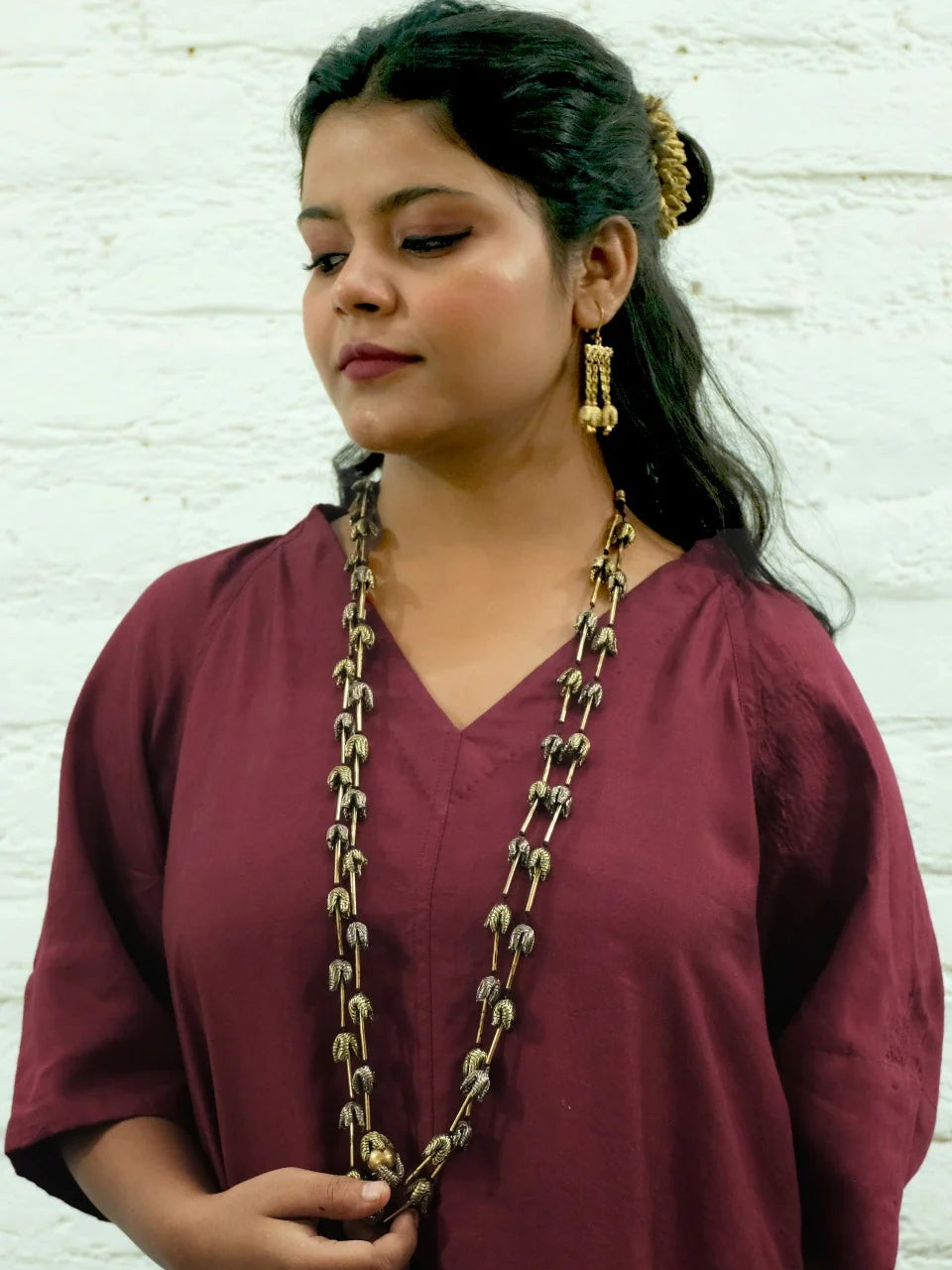 Pipe Mala Black Antique Gold