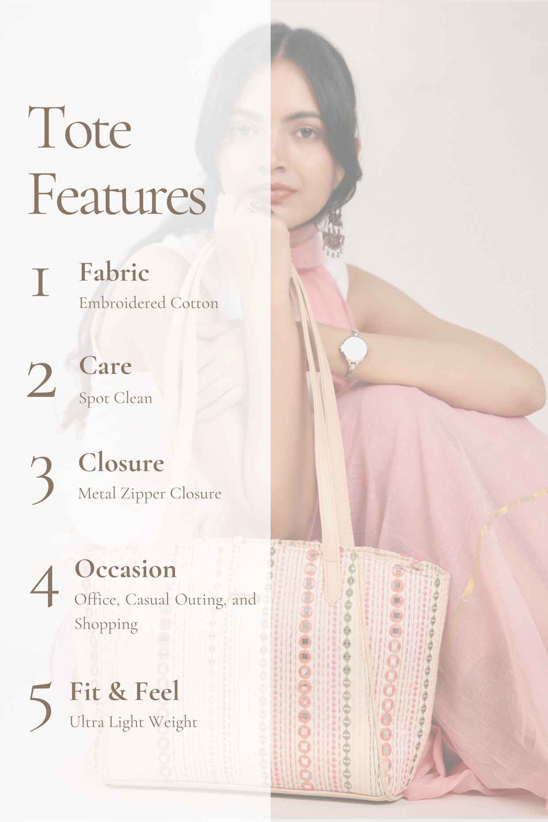 nadia mirror embroidered tote bag