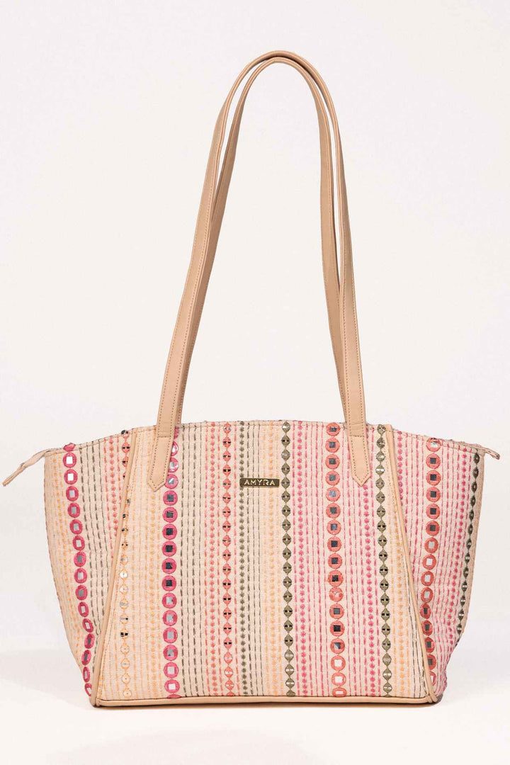nadia mirror embroidered tote bag