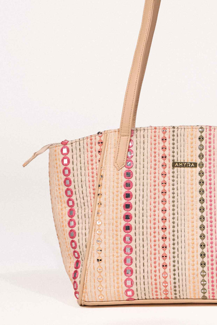 nadia mirror embroidered tote bag