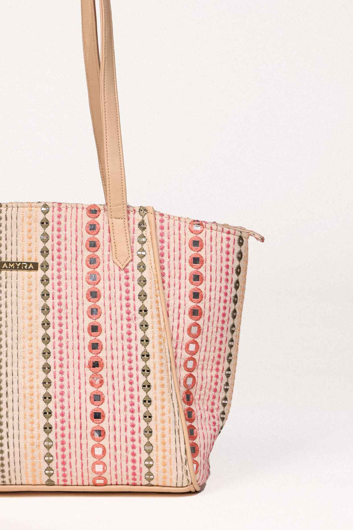 nadia mirror embroidered tote bag