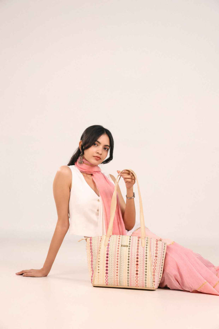 nadia mirror embroidered tote bag