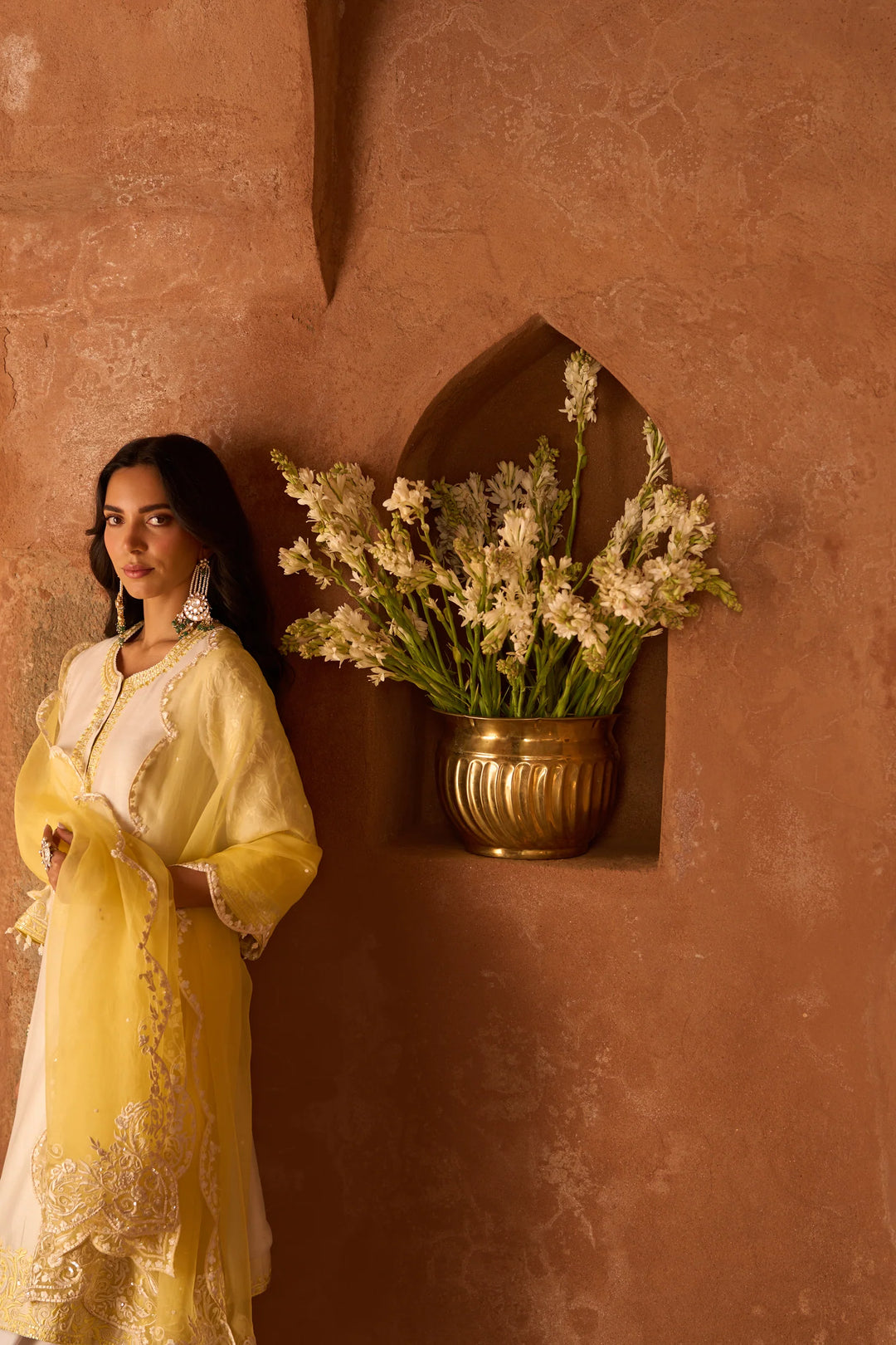 Anam - Daisy Ivory With Lemon Yellow A-line Kurta With Salwar And Dupatta