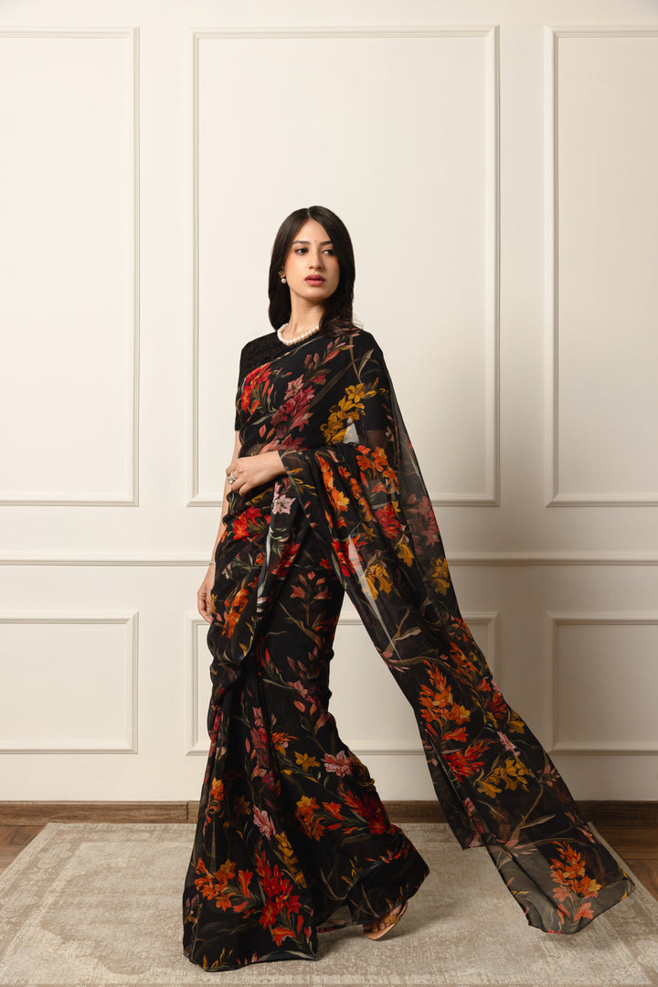 Camille Printed french chiffon saree