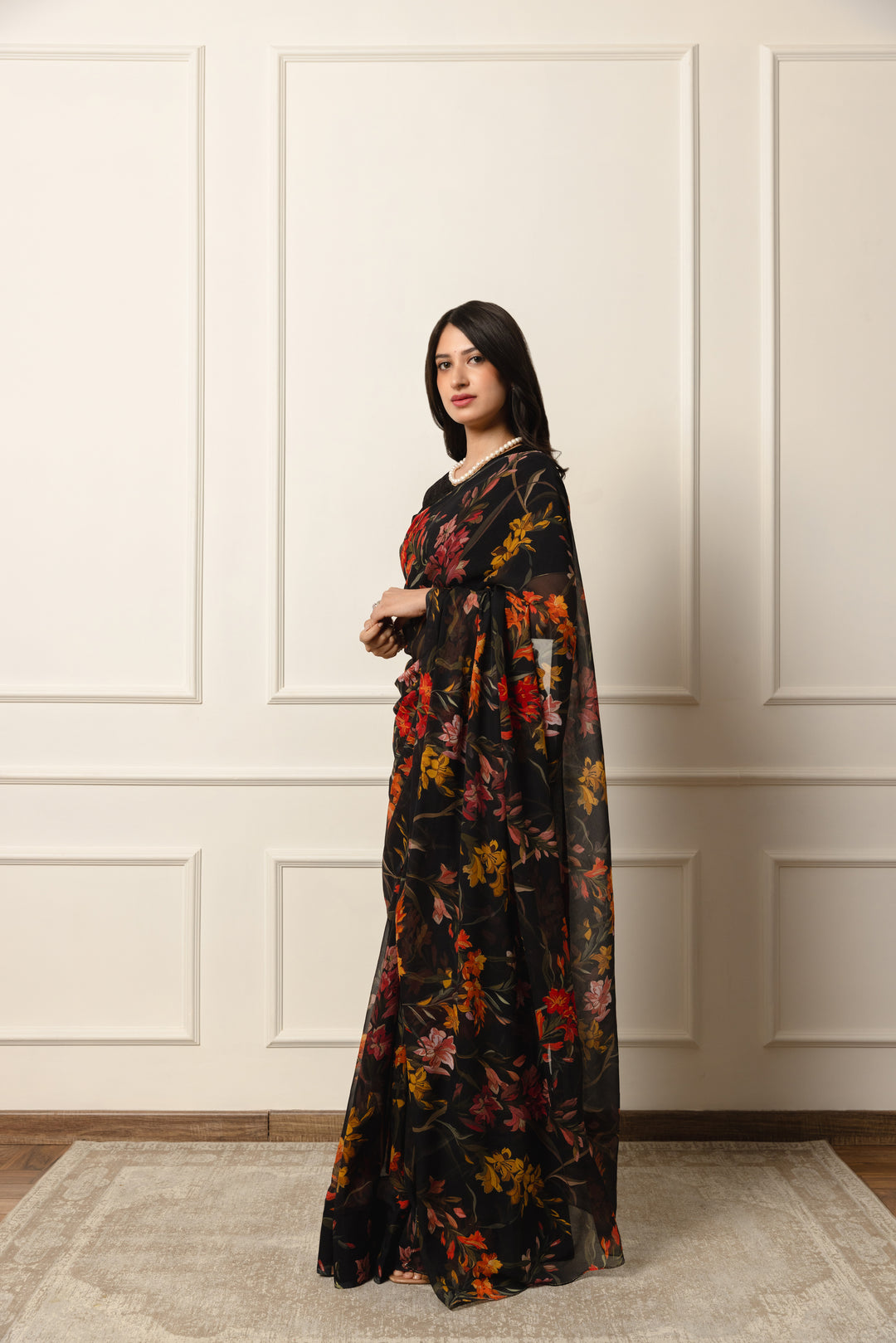 Camille Printed french chiffon saree