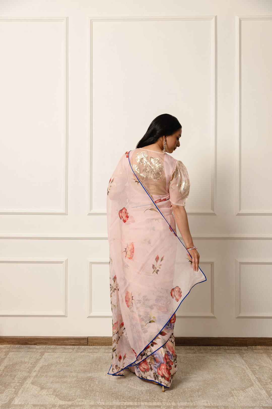 calliope printe french chiffon saree