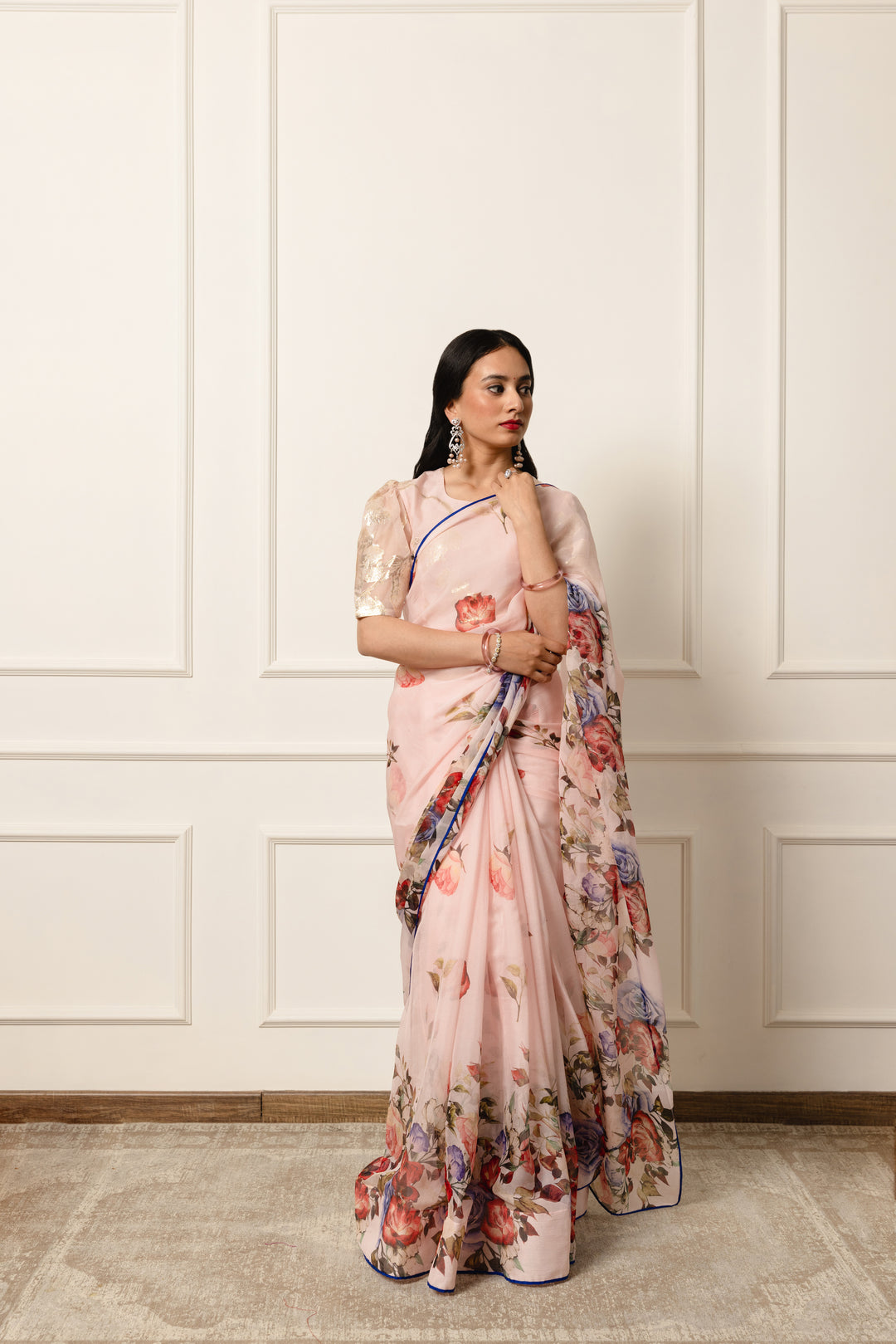 calliope printe french chiffon saree