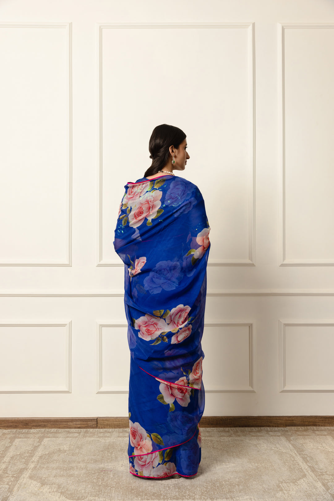 ophelia printed french chiffon saree