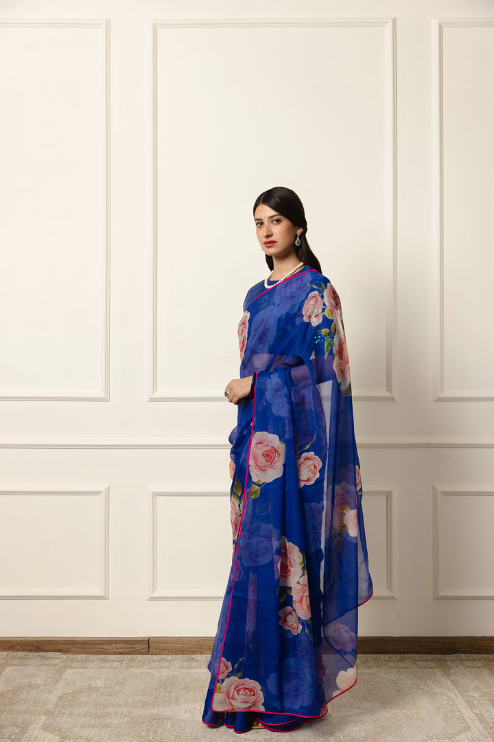 ophelia printed french chiffon saree