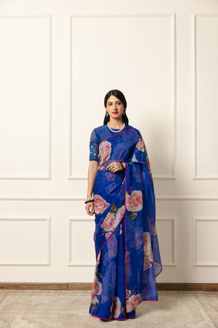 ophelia printed french chiffon saree