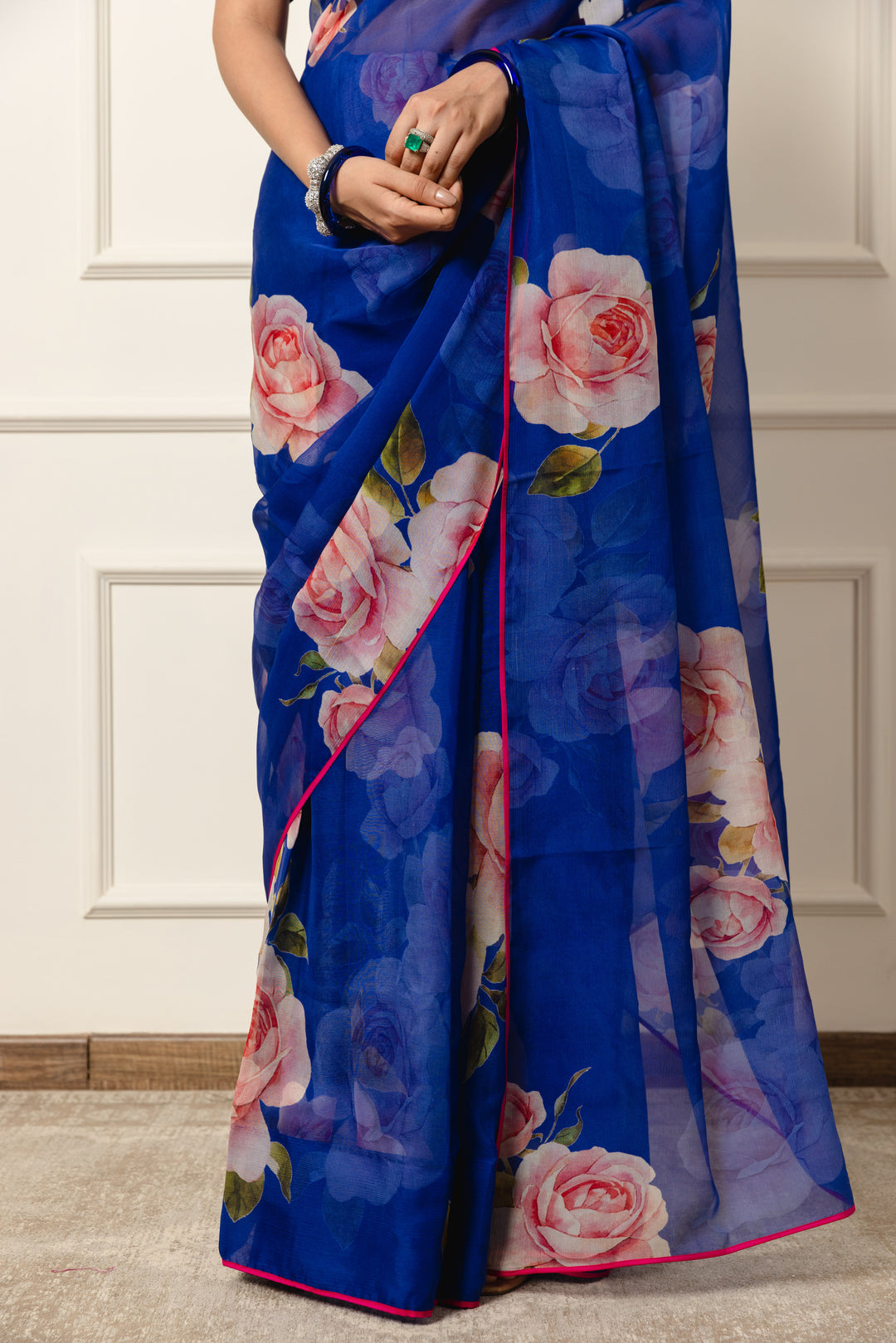 ophelia printed french chiffon saree