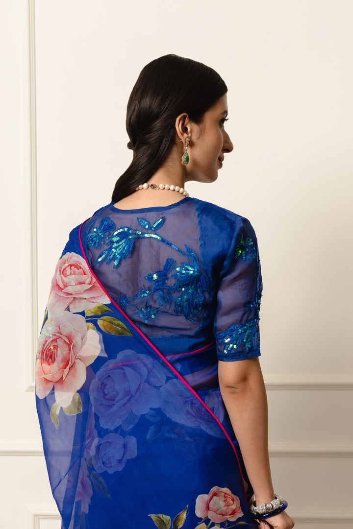 ophelia printed french chiffon saree