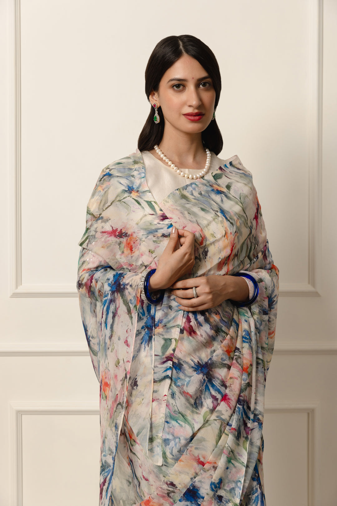 daria printed french chiffon saree