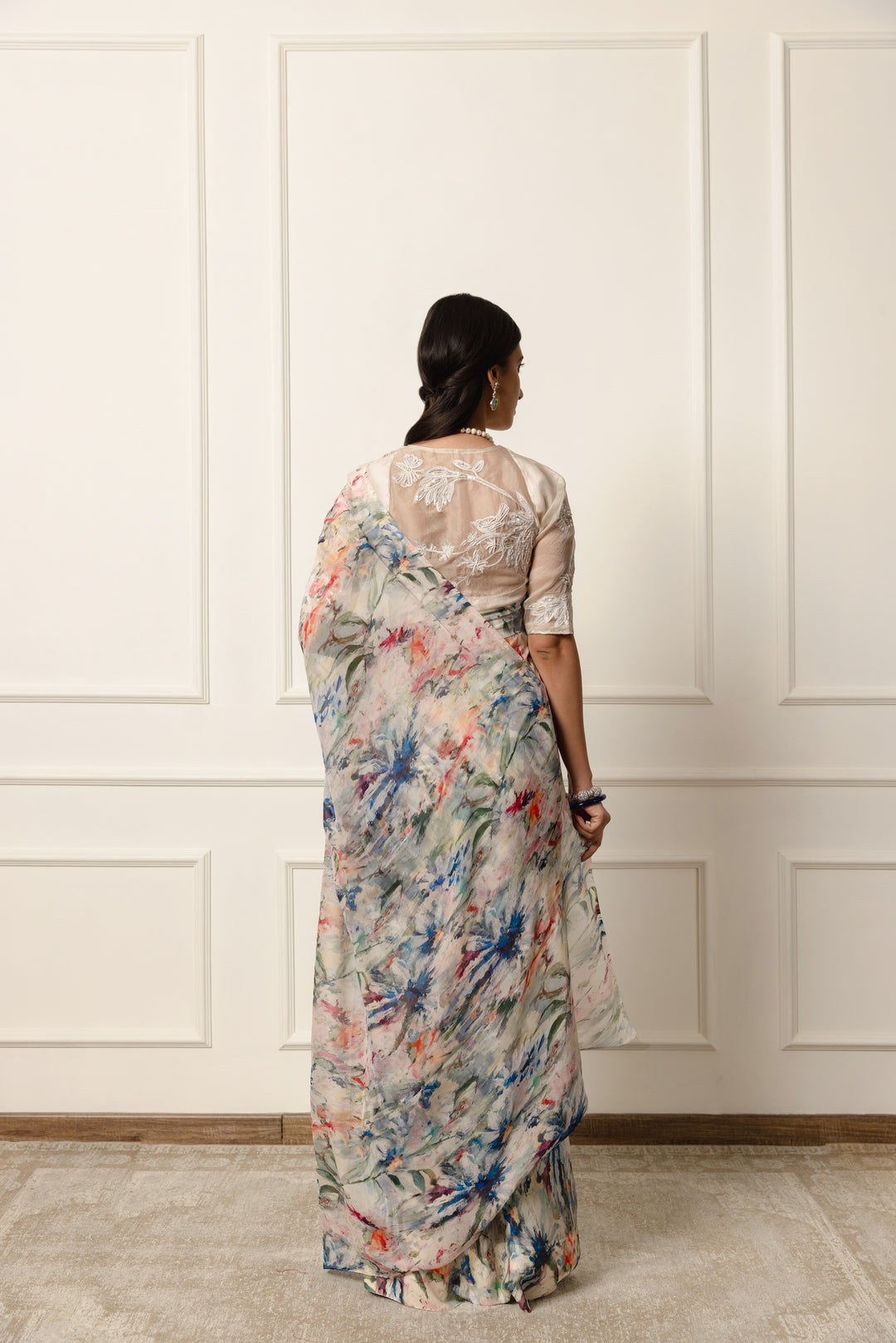 daria printed french chiffon saree