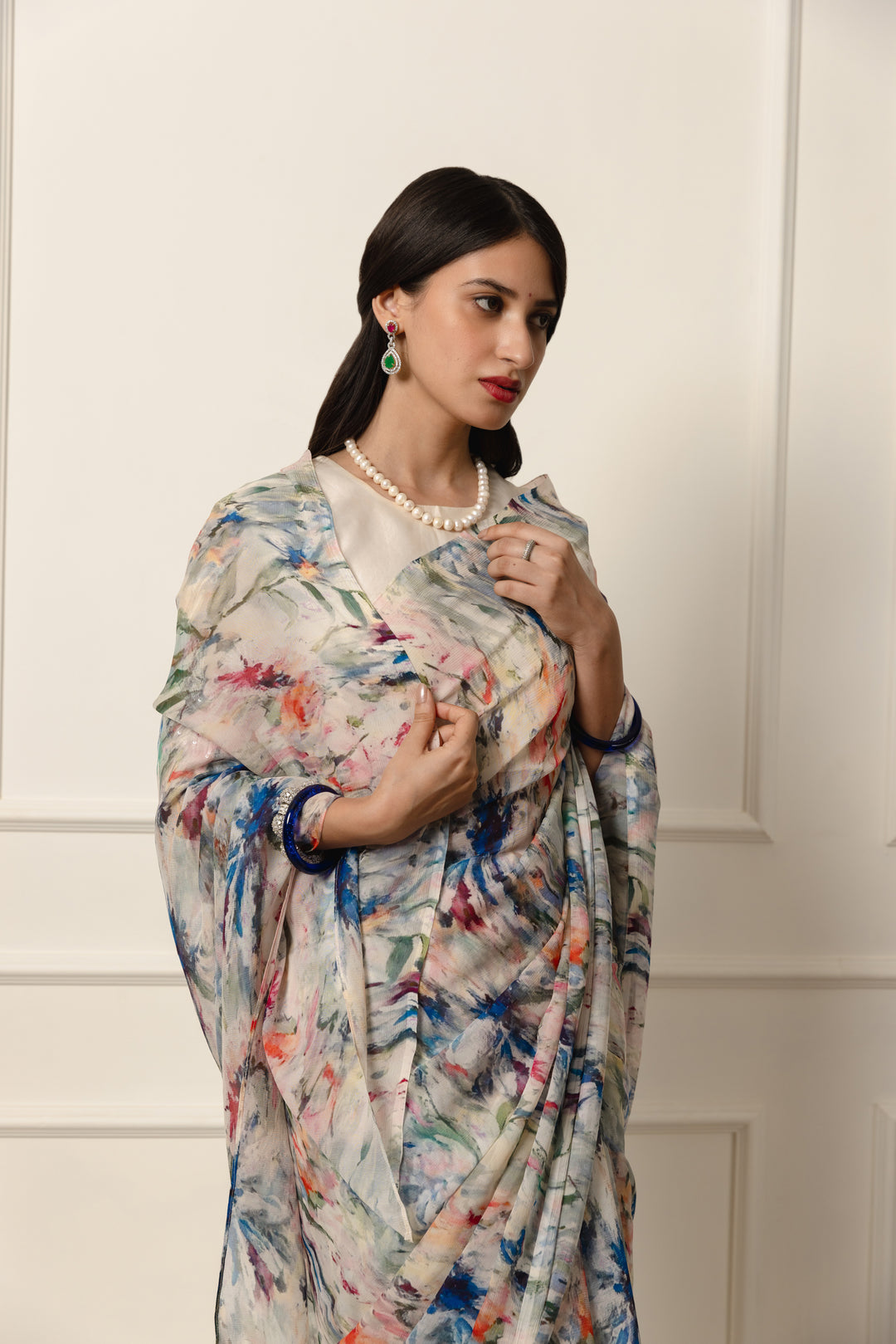 daria printed french chiffon saree