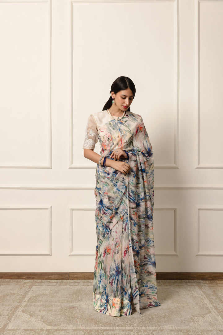 daria printed french chiffon saree