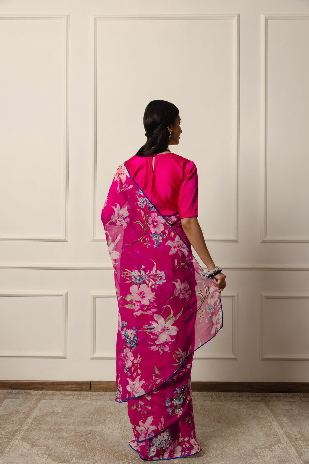 callie printed french chiffon saree