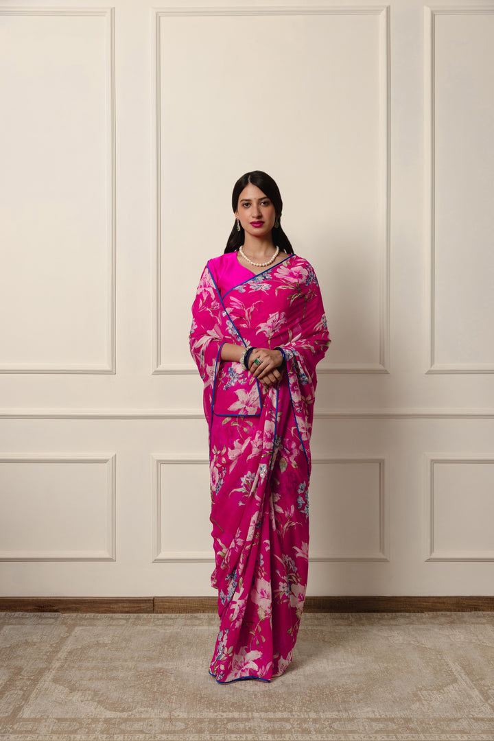 callie printed french chiffon saree