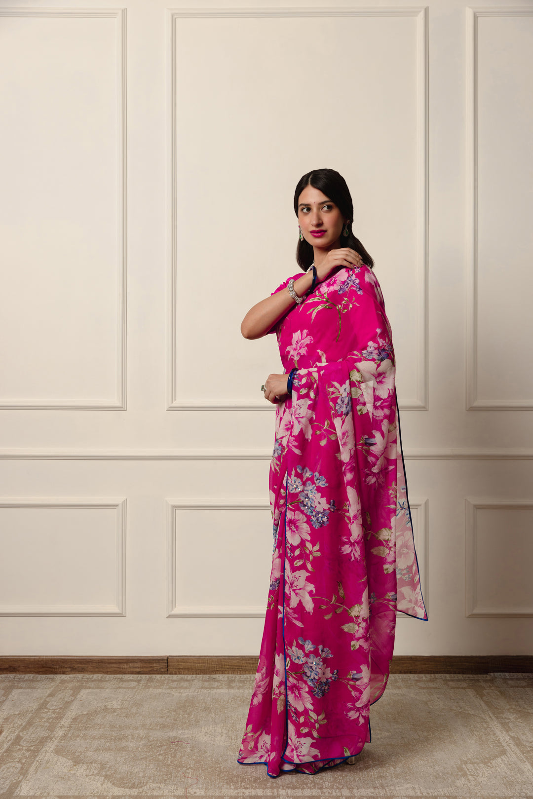 callie printed french chiffon saree