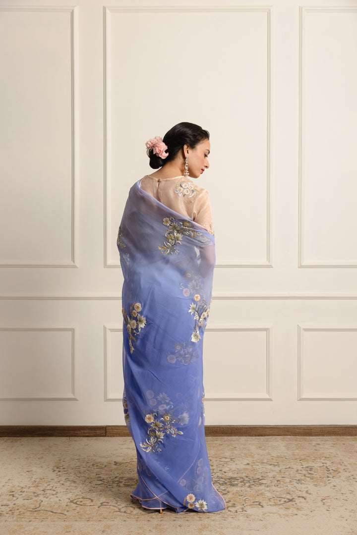 lydia periwrinkle chiffon saree