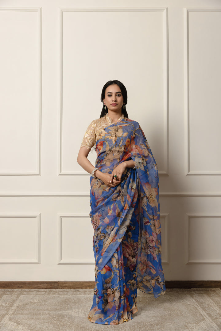 ourmila printed french chiffon saree