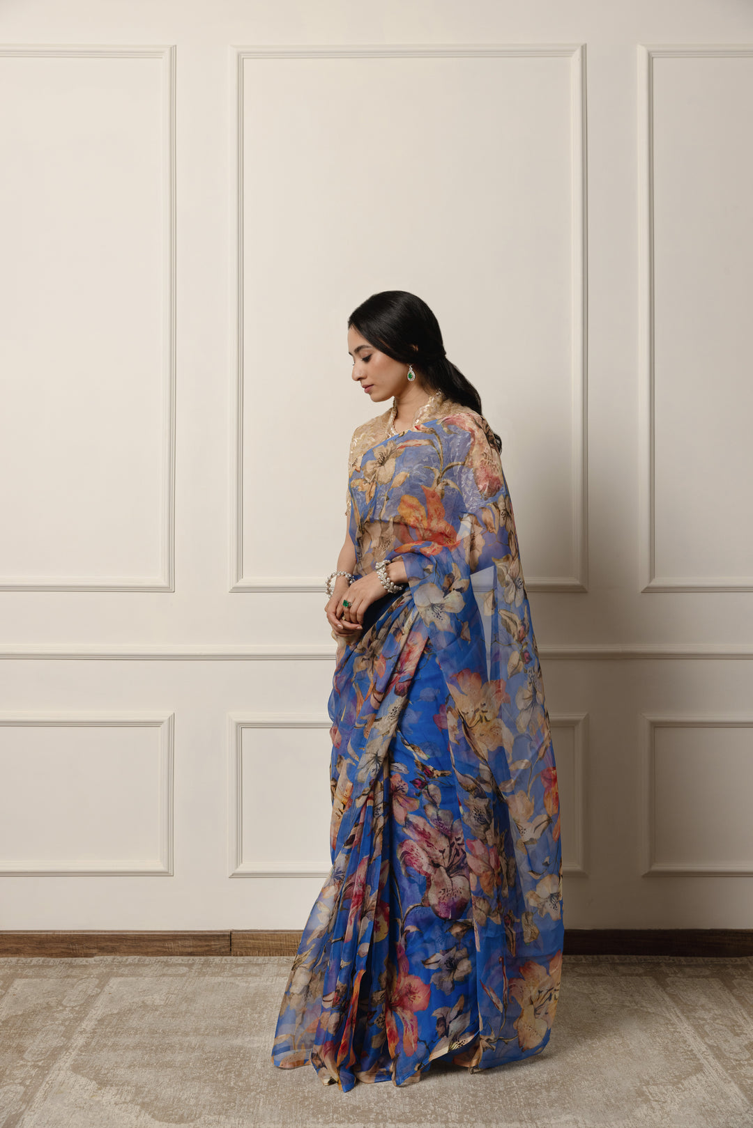 ourmila printed french chiffon saree