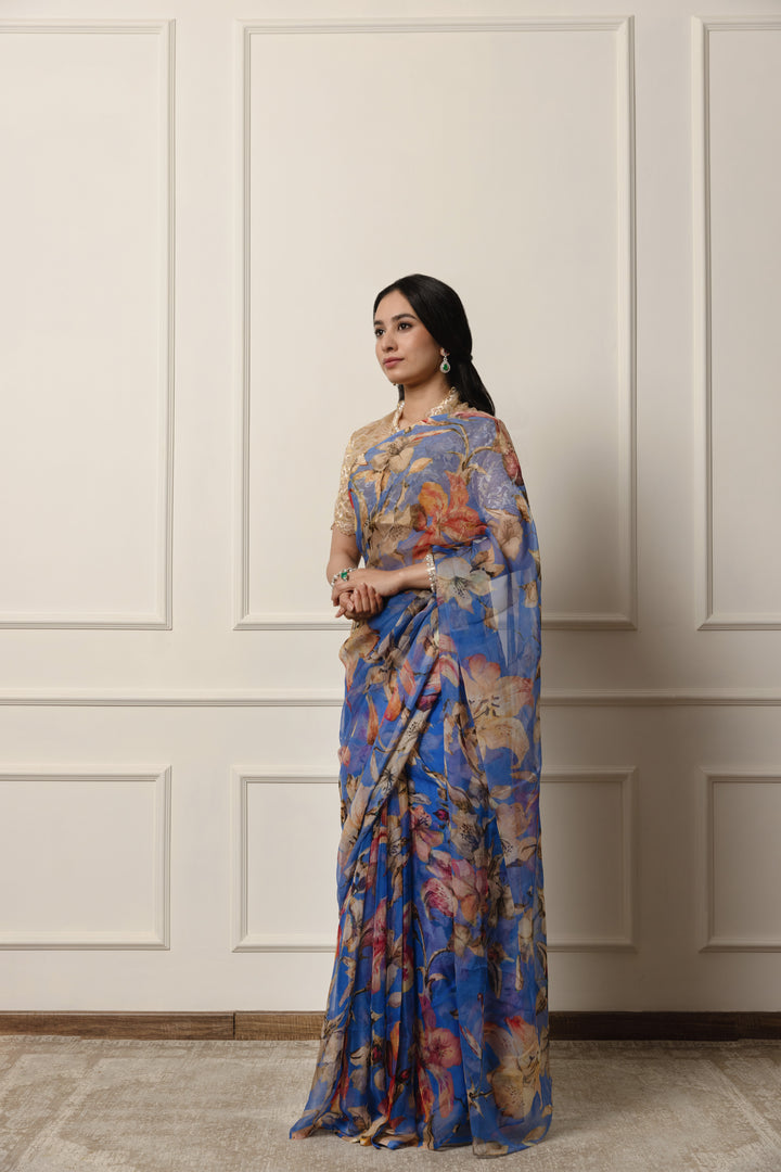 ourmila printed french chiffon saree