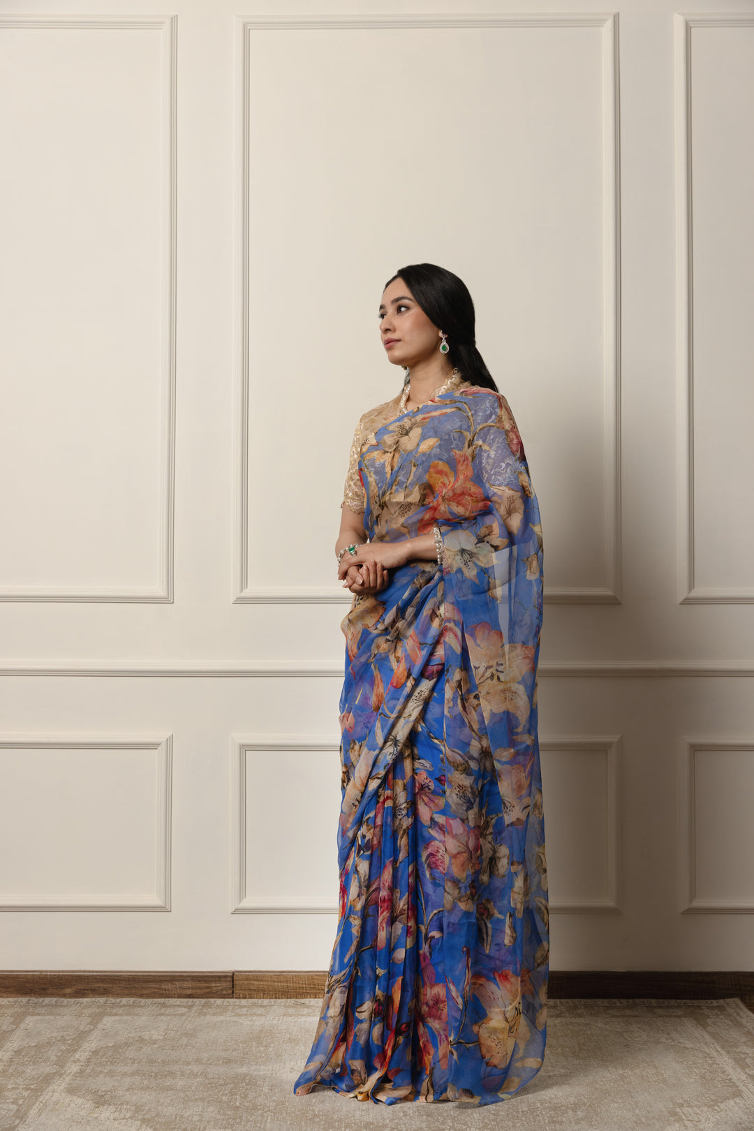 ourmila printed french chiffon saree