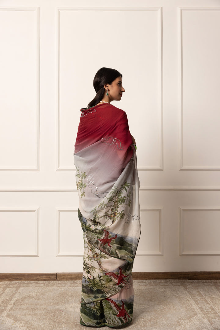 amelie printed french chiffon saree