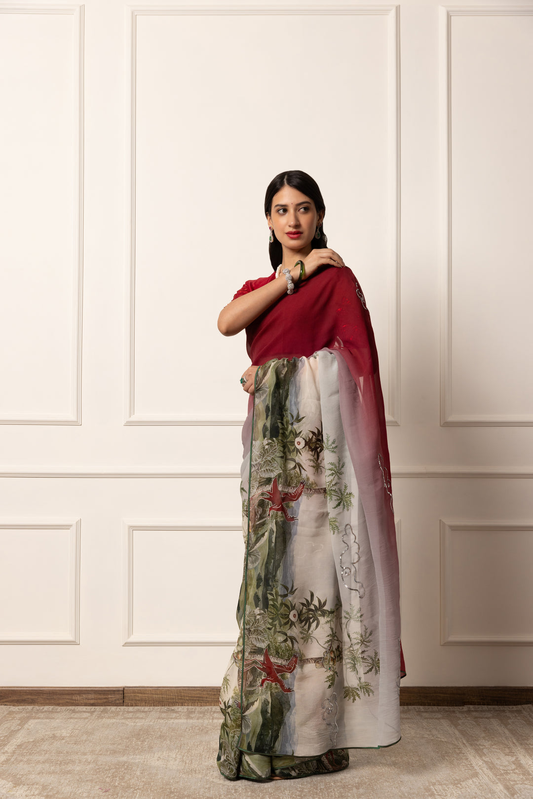 amelie printed french chiffon saree