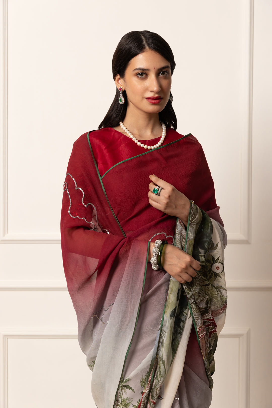 amelie printed french chiffon saree