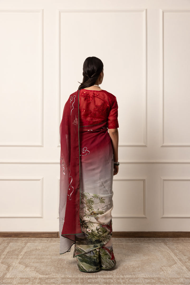 amelie printed french chiffon saree