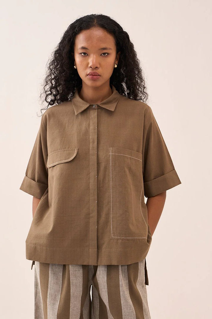 Back Drawstring Flower Shirt