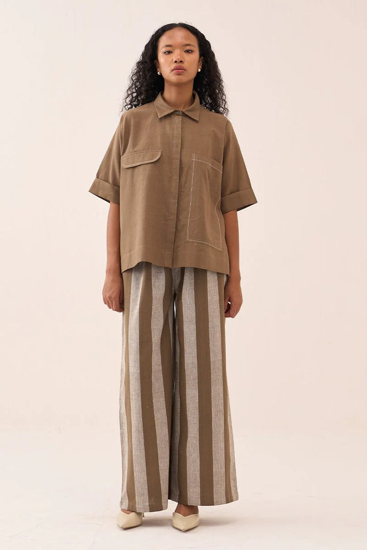 Back Drawstring Flower Shirt