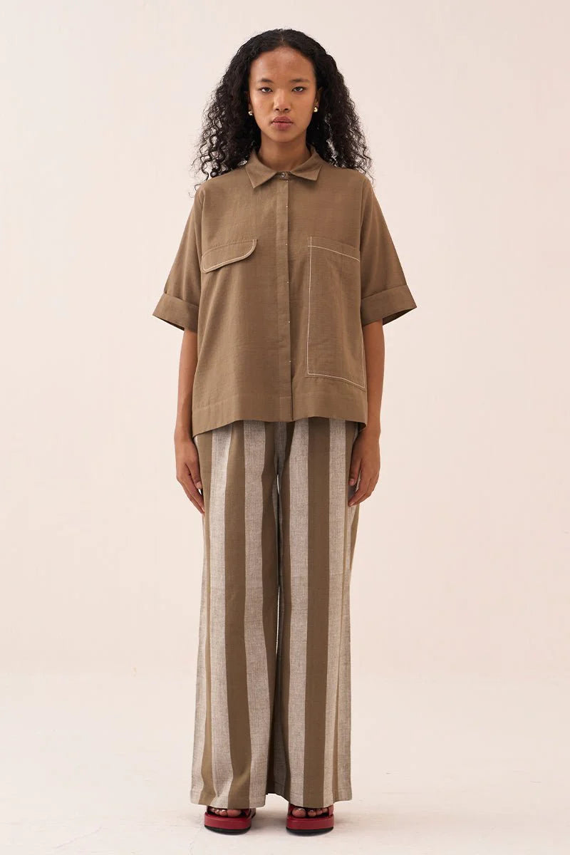 Back Drawstring Flower Shirt