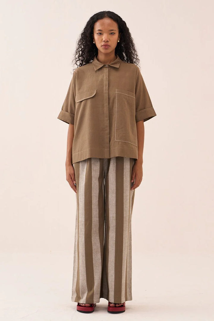 Back Drawstring Flower Shirt