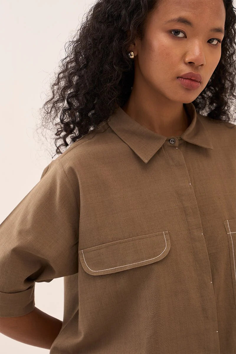 Back Drawstring Flower Shirt