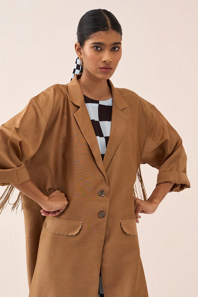 Back Tie Overlay Jacket (Set Of 2)