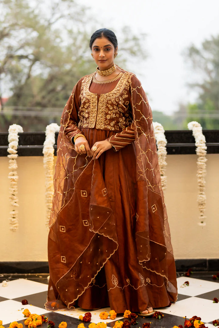 Brown anarkali set