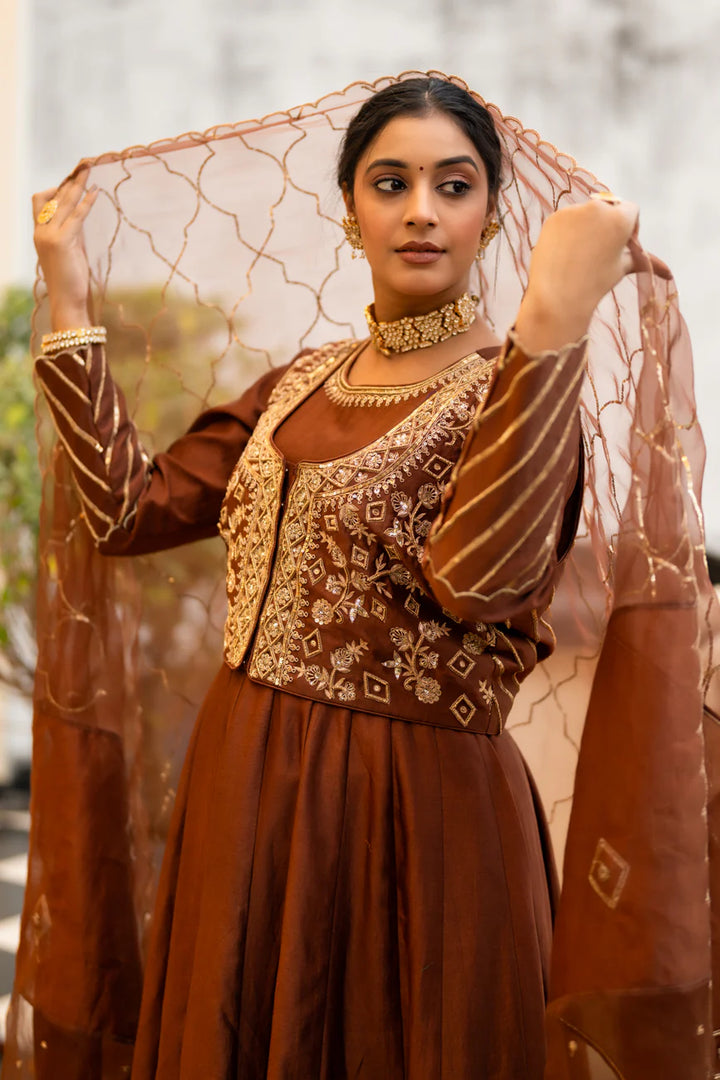 Brown anarkali set