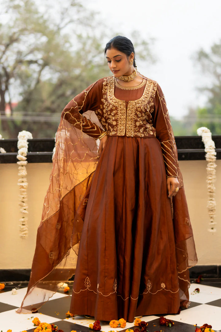 Brown anarkali set